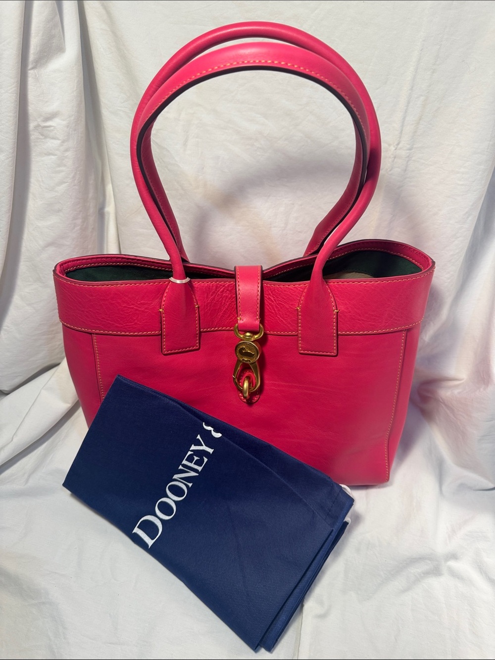 Dooney and Bork Pink Leather Tote Bag with Gold Hardware - Picture 10 of 13